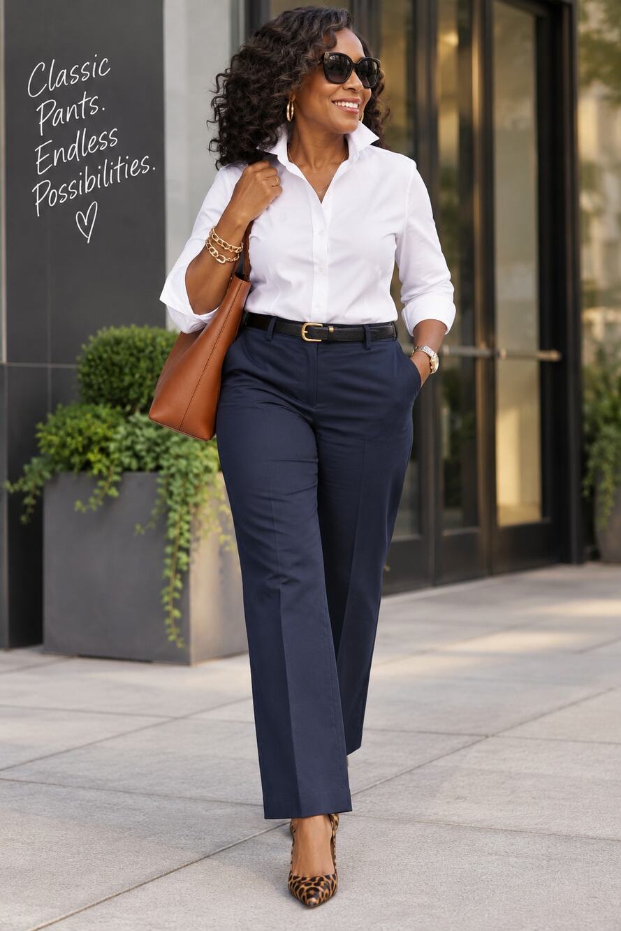 Lee Wrinkle-Free Navy Straight Leg Career Trousers Pants Size 14